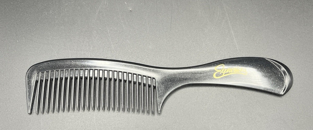 Vtg Expressions Black Plastic Handle Hair Comb USA Detangling Styling 8.5"